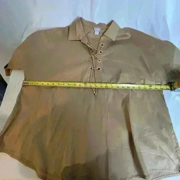 Chico's Womens Top with front string tie, Taupe (Size 4) - Picture 10 of 13